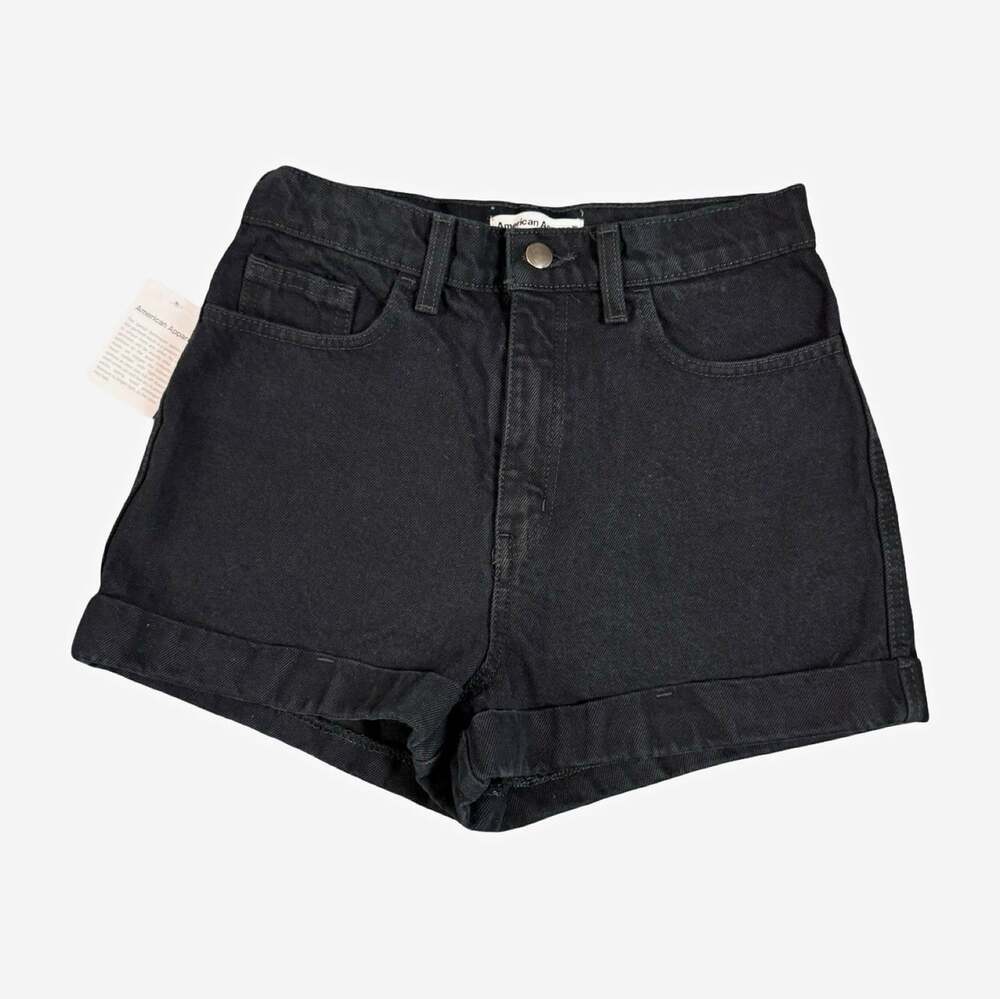 American Apparel High Waisted Cuff Denim Shorts Women’s Black Size 28